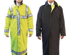 Reversible Safety ANSI 49" Raincoat HI-VIS Class 3 Long Jacket Black/Lime XL USA