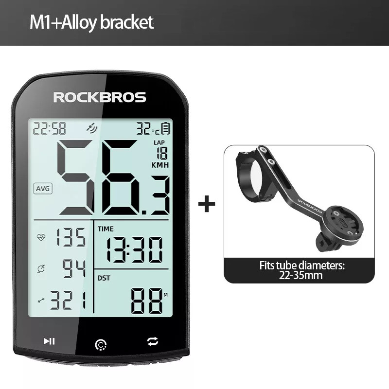 ROCKBROS Bike Wireless Computer GPS Heart Rate Monitor ANT+ Smart Speedometer