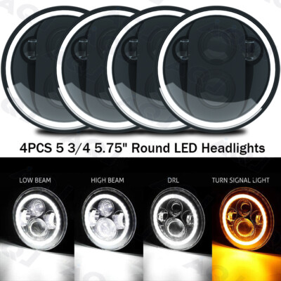 For Jaguar XJ6 XJS XJ12 4PCS 5.75'' Inch LED Headlights Chrome Hi/Lo Sealed Beam
