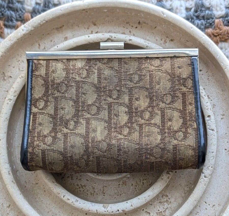 Sac pochette tissu selle Christian Dior vintage marron signature toile