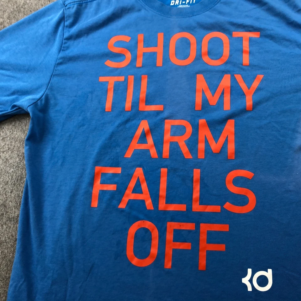 耐克衬衫男式 XL 蓝色橙色 Til My Arm Falls Off Kevin Durant 短袖 * — 第 2/4 张图片