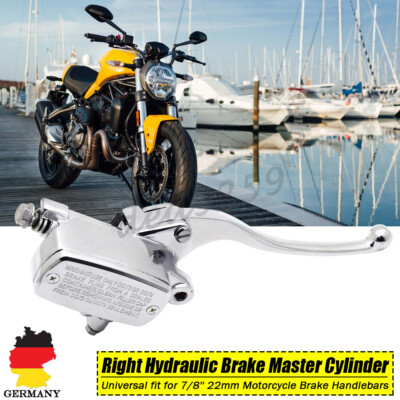 Rechts Chrom Motorrad Bremspumpe Bremszylinder Bremshebel Für 7/8'' 22MM Lenker