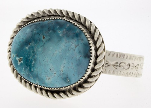 Kingman Turquoise Bracelet By Santo Domingo Artist Daniel Coriz - Picture 3 of 4