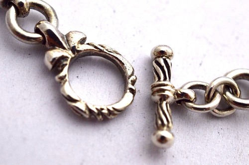 Pulsera de cadena de flor de lis de plata esterlina 925. 7,1" (18 cm), 28 g - Imagen 9 de 11