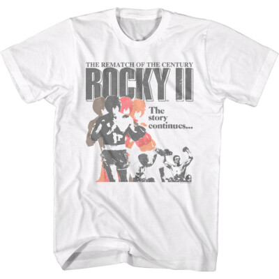 Rocky Balboa T-Shirt New White Official Rocky II Movie Poster Sizes SM - 5XL