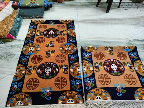 Printed Indo Tibetan Woolen Handmade Rugs 2 Piece Hand Knotted Carpet & Rug 3x6 - Picture 22 of 40