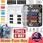 6 Way Fuse Box Blade Auto Block Holder Panel 12V~24V DC Car Power Distribution