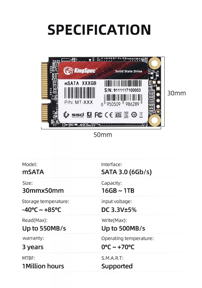 KingSpec mSATA SSD Solid State Drive - Image 4 of 4