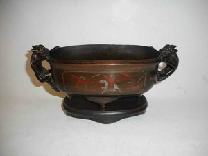 Antique China TOP QUALITY HIGH AGED BRONZE INCENSE BURNER WITH SILVER INLAY