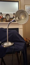 Vintage Ikea Format Large Brushed Steel Gooseneck Dome Shade Desk Table Lamp