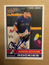 SIGNED 2025 AARON SCHUNK COLORADO ROCKIES TOPPS HERITAGE MLB ROOKIE RC 1
