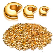 600pcs 3mm/4mm/5mm Gold Crimp Bead Knot Covers Half Round Open Covers for DIY...