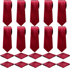 20 Pcs Men Tie and Pocket Square Set Satin Formal Solid Ties for Men