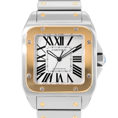 Cartier Santos 100 W200728G 2656 38mm Steel 18k Yellow Gold Bo...