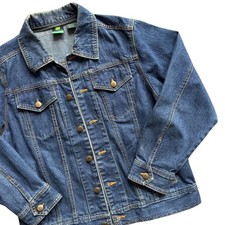 Vintage John Deere Kids Blue Denim Trucker Jacket XL 18 Medium Wash Cotton Y2K