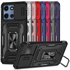 For Motorola Moto G 5G 2025 Case Ring Holder with Privacy Camera Lens Cover