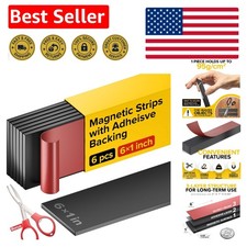 Adhesive Magnetic Strips 6pcs - Ideal for Tools, Crafts, and Organization