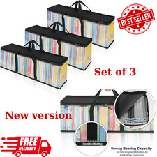 DVD Storage Bags Set of 3 Clear PVC Media Holder Case with Handles Bag New