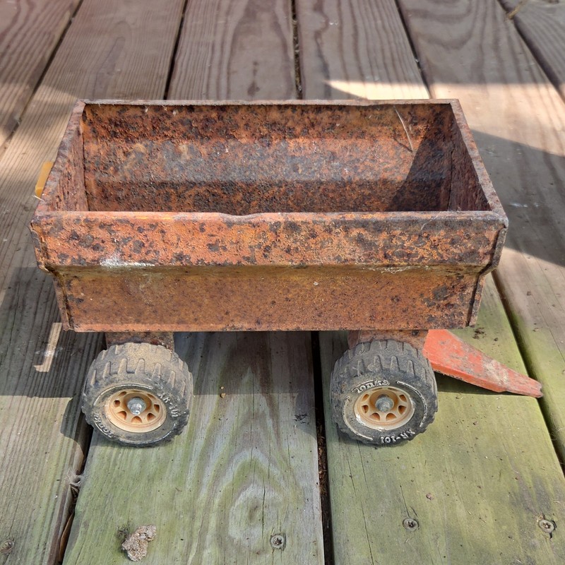 Tonka Vintage Metal Dump Trailer Construction Toy Brown & Yellow