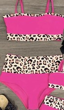 Hot pink leopard Two Piece Swimsuit 2x