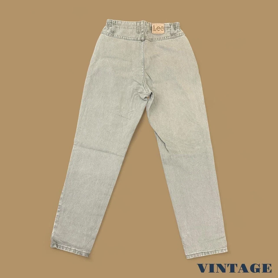 Jeans Lee vintage años 90 cintura elástica pierna cónica mamá beige/gris W28 L30 Foto 2 de 4