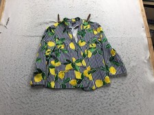 Roz Ali Blazer Jacket Womens M Medium Navy Blue White Striped Lemons All Over