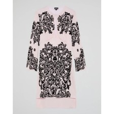 Just Cavalli Blush Pink Black Velvet Baroque Scroll Design Bodycon Keyhole Dress