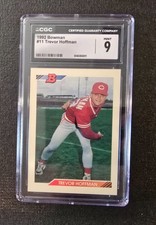 1992 Bowman #11 Trevor Hoffman Reds Rookie Card CGC 9 Mint RC Baseball HOF. rookie card picture