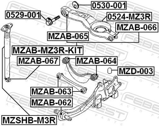 Fits FEBEST MZAB-064 REAR ROD BUSHING