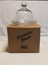 Vintage Princess House Heritage #0461 Crystal/Butter Server Dish w/ Dome Lid