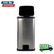 13.2 Gallon Rectangular Trash Can Kitchen Home Plastic Step On Trash Can Silver