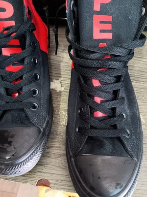 Converse Chuck Taylor All Star High Top Lace Up Black/Red Seek Peace 166534F