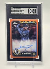 2024 Topps Chrome Junior Caminero True Orange Rookie Auto /25 SGC 8