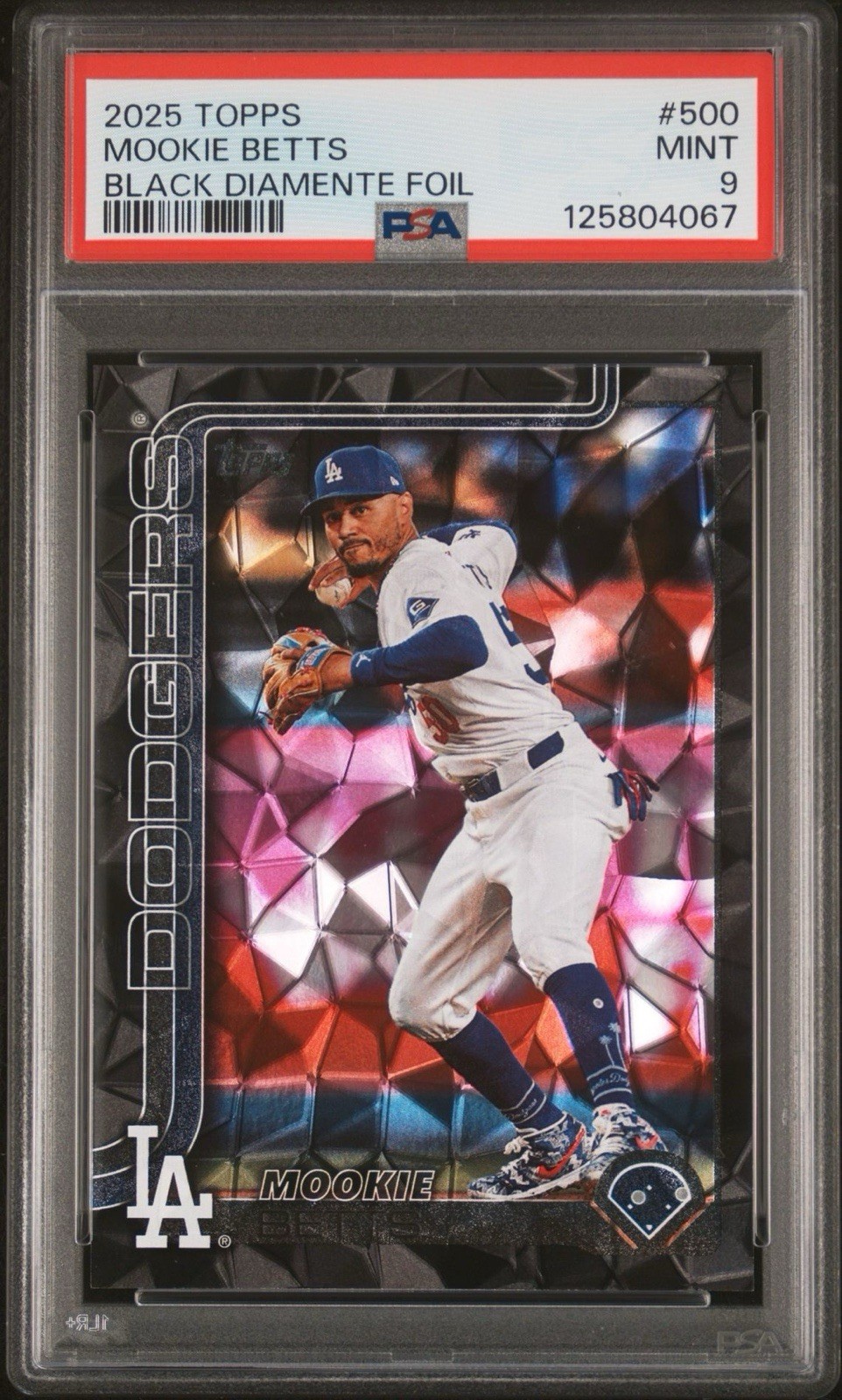 2025 Topps Mookie Betts #500 Black Diamente /10 Dodgers PSA 9