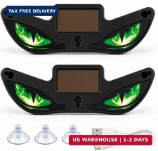 Solar LED Animated Devil Eyes Car Window Warning Light, Green 2 Pack Waterproo