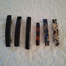 Vintage 1990 Barrettes Tortoise Black Lot Of 6   Hair Clips 2.5"-3.5"