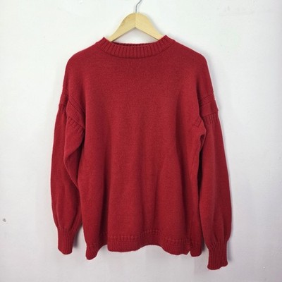 Vintage Paramount Pullover Damen UK 12 14 rot Wolle Grobstrickpullover hergestellt in UK