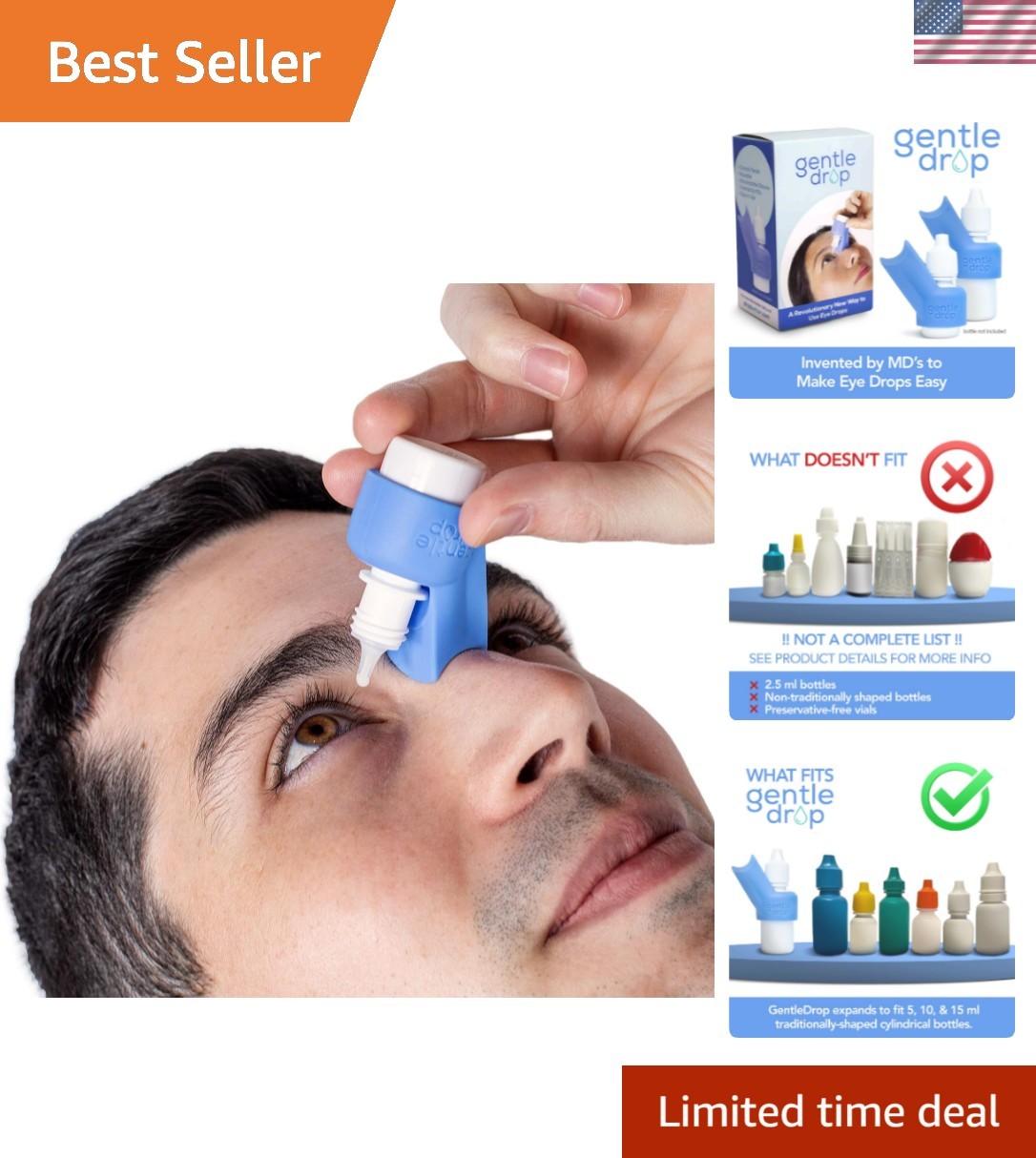 Eye Drop Guide | Reusable Silicone Aid to Help Aim Most Eyed