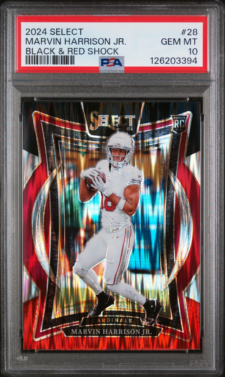 2024 PANINI SELECT BLACK & RED SHOCK #28 MARVIN HARRISON JR. PSA 10