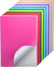 24 Sheets Self Adhesive Cardstock 22 Colors A4 Printable Colored Sticker Paper