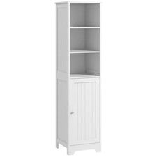 Image of HOMCOM Freestanding Bathroom Tall Cabinet with Adjustable Shelf, White