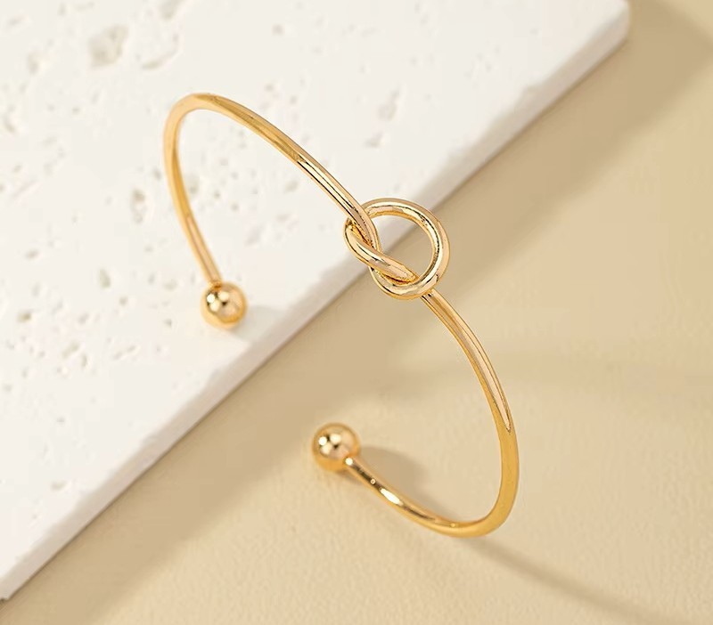 Gold Color Simple Fashion Love Knot Cuff Bracelet Jewelry