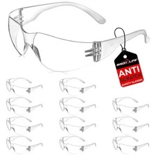Safety Glasses, One Size, Clear Protective Polycarbonate Lens, 12 per Box (1 ...