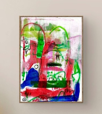 Original Colorful Abstract 12x16 Canvas Acrylic Painting, Holly Hammond