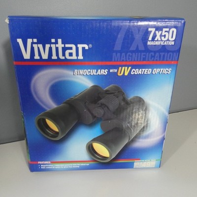 Vivitar Binoculars UV Coated Optics 7x50 Magnification Carry Case Black