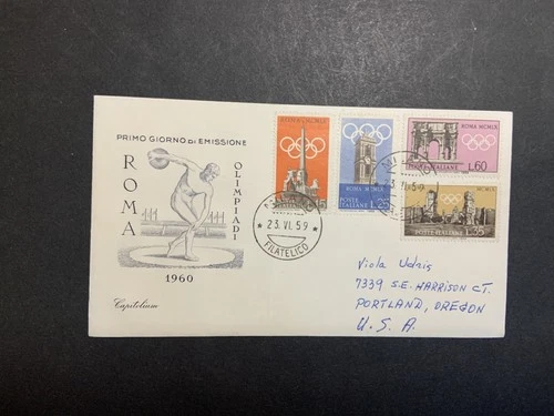 Italy 1959 FDC 1st day Cover Rome Summer Olympics #4