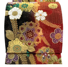 Japanese Kimono,SILK Fukuro OBI,Rokutu,GLD th...
