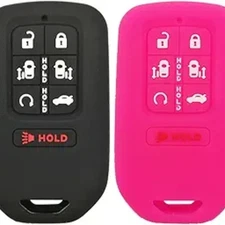 2Pcs Smart Key Fob Cover Skin Remote Case Keyless Entry Glove -Black Rose