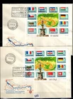 // HUNGARY 1977 - 2 FDC - PERF+IMPERF - FLAGS, MAP, SHIPS