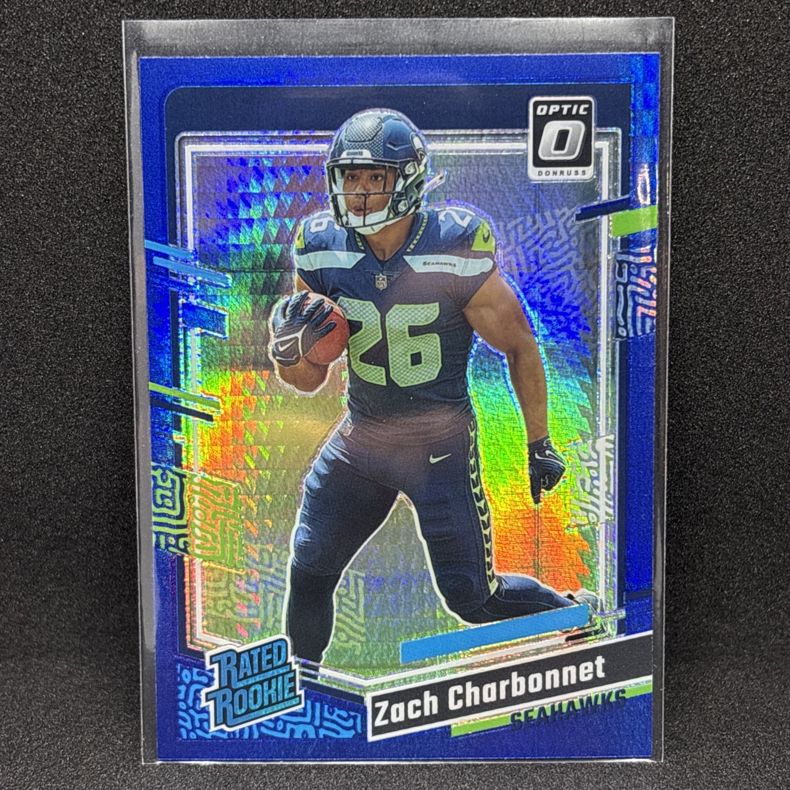 2023 Donruss Optic - Rated Rookie Zach Charbonnet #294 Blue Hyper Prizm (RC)